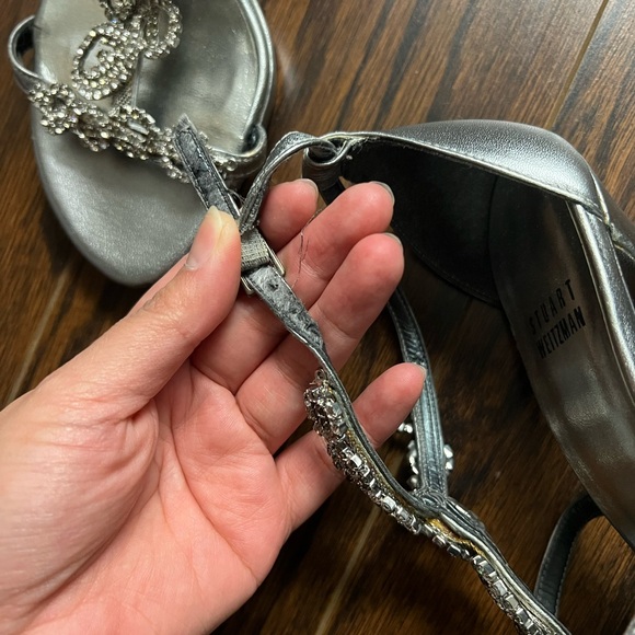 Stuart Weitzman Silver Embellished Women's Heels - Picture 7 of 8
